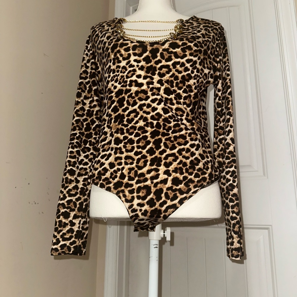 Leopard Print Long Sleeve Bodysuit